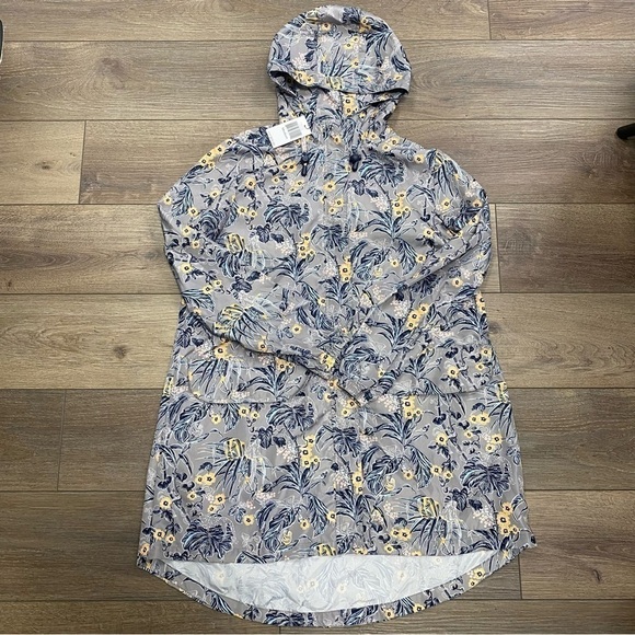 Vera bradley Rainforest Toile packable rainjacket NWT medium grey blue floral - Picture 3 of 13